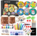 Kids Wood Painting Craft Kit, Glow-in-the-Dark Paint and Diamond Painting on Wood Slices with Stickers & Wiggle Eyes, Ideal Arts and Crafts for Kids Ages 5-12, Gifts for Halloween, Christmas, Birthday - Image 2