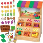 Learning Resources Mini Farmstand Sorting Set, Play Food Sets for Kids Kitchen, Grocery Store Pretend Play, Montessori Toys, Mini Food, Toddler Activities, Fine Motor Skills - Image 2