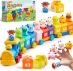 Learning Toy for Toddlers 1 2 3 Years Old, Counting, Matching & Sorting Montessori Learning Farm Train Including 9 Farm Animals and 1 Farmer, Easter Christmas Birthday Gift for Baby Boys Girls - Image 2