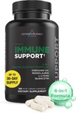 Livingood Daily Immune Support Supplement, 4-in-1 Formula with Oregano Oil, Monolaurin, L Lysine & Quercetin, Gut & Digestive Health, Gluten Free, Vegan, Non GMO, Allergen Free, 120 Capsules - Image 2