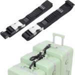 Luggage Straps, Stretchable Luggage Connector Straps for Suitcases, Metal Buckle Add A Bag Adjustable Attachment Accessories Belts (Black-Metal Buckle, 1" W) - Image 2