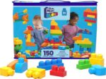 MEGA BLOKS First Builders Toddler Blocks Toys Set, Deluxe Building Bag with 150 Pieces and Storage, Creative Open-Ended Play, Blue, Ages 1+ Years (Amazon Exclusive) - Image 2
