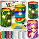 MHMYDIS Make Your Own Clay Luminaries - Arts and Crafts kit for Boys Girls and Teens Age 6 7 8 9 10 11 12 Year Old and up - Creative Clay Lantern Toys for 8-12 Year Olds - Image 2