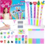 MOMUSE 50 Accessories DIY Pen Making Kit, Fun Pen Creator Studio – Making 12 Sparkly Pens with Sequins Beads, Creative Art Craft Kits Birthday Back School Gift for Kids Tweens Girls 6 7 8 9 10 Years - Image 2