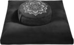 Meditation Zafu Cushion Set with Buckwheat Hulls & Memory Foam - Ergonomic Support for Yoga & Sitting - Removable Machine-Washable Luxury Velvet Cover - for Adults and Kids (Black) - Image 2