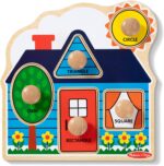 Melissa & Doug First Shapes Jumbo Knob Puzzle, Wooden Peg Puzzle for Toddlers, Educational Toy for Shape Recognition and Fine Motor Skills, Ages 1+ - Image 2