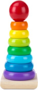 Melissa & Doug Rainbow Stacker Wooden Ring Educational Toy - Wooden Stacking Rings, Stacker Toys for Toddlers Ages 2+ - Image 2
