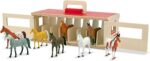 Melissa & Doug Take-Along Show-Horse Stable Play Set– Pretend Play Wooden Barn Toy with 8 Horse Toys & Carrying Case, Portable Preschool Travel Toys for Kids Ages 3+ - Image 2