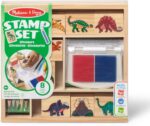Melissa & Doug Wooden Stamp Set: Dinosaurs - 8 Stamps, 5 Colored Pencils, 2-Color Stamp Pad - FSC Certified - Image 2