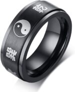 Mens Tai Chi Yin Yang Bagua Balance Ring Stainless Steel Taoism Zen Spirit Talisman Spinner Band - Image 2