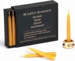 Mindful Meditation Candle Set with 12 Mini Taper Beeswax Candles with Brass Holder for Prayer & Reflection, Relaxation Gifts for Women Stress, Serenity Thinking of You Gift - Image 2