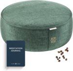 Mindful Modern Velvet Meditation Cushion | Luxe Zafu Yoga Floor Pillow Seat | Posture Support | Buckwheat Hull Filled | Large Round Cushion with Removable Washable Cover + Carry Handle - Image 2