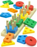 Montessori Toys for 1 2 3 Year Old Boys Girls Gifts, Wooden Shape Sorter Toys for Ages 2-4, Toddler Learning Toy Puzzles Birthday Gift Ages 1-3 - Image 2