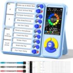 Mooking 5-in-1 Visual Timer, ADHD Tool for Kids|Adults, Visual Schedule for Kids with Autism, 12/24 Task Timer & Chore Chart Board, ADHD Tools with Daily Checklist for Home, School, Classroom - Blue - Image 2