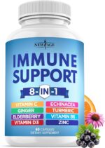 NEW AGE 8 in 1 Immune Support Booster Supplement with Echinacea, Vitamin C and Zinc 50mg, Vitamin D 5000 IU, Turmeric Curcumin & Ginger, B6, Elderberry 60 Count (Pack of 1) - Image 2