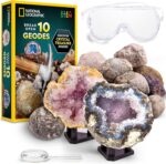 National Geographic Break Open 10 Premium Geodes – Includes Goggles & 2 Display Stands - Great STEM Science Kit, Geology Gift for Kids, Break Your Own Geodes with Crystals - Image 2