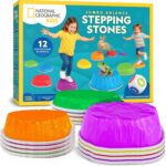 National Geographic Kids Jumbo Balance Stepping Stones – 12 Non-Slip Stepping Stones in 3 Heights with Foam Dice & Play & Learn Cards, Indoor & Outdoor Obstacle Course for Kids Ages 3+ - Image 2