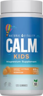 Natural Vitality Calm, Magnesium Citrate Kids Supplement, Stress Relief Gummies, Supports a Healthy Response to Stress, Gluten Free, Vegan, Sweet Citrus, 120 Gummies - Image 2