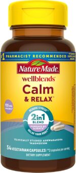 Nature Made Wellblends Calm & Relax, Ashwagandha 125mg, Magnesium 300 mg, 54 Vegetarian Capsules - Image 2