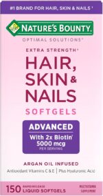 Nature's Bounty Advanced Hair, Skin & Nails, Argan-Infused Vitamin Supplement with Biotin and Hyaluronic Acid, 150 Rapid Release Softgels, 50 Total Servings - Image 2