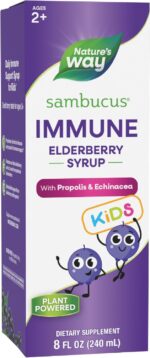 Nature's Way Sambucus Elderberry Immune Syrup for Kids Ages 2+, with Echinacea & Propolis, Immune Support Syrup*, Vegetarian, Berry Flavored, 8 Fl Oz - Image 2