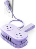 ORICO 4FT Purple Travel Power Strip with 4 AC Outlets, 2 USB-A Ports, and 1 USB-C Port, 45° Flat Plug Extension Cord with Non Surge Protector for Travel/Home/Dorm/Office-AP3 - Image 2
