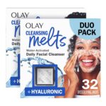 Olay Face Wash, Hyaluronic Acid Cleansing Melts, Fragrance-Free, Daily Use Gentle Cleanser, For All Skin Types, Travel Size, Water-Activated to Clean, Tone, and Refresh, 64ct (2 Pack x 32ct) - Image 2