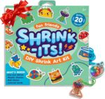 Ooly 28 PC DIY Shrinking Art Kit for Kids, 20 Plastic Pre Cut Charms and More, No Mess Creative Activity Jewelry Making Kit, Christmas Crafts for Kids - Fun Friends - Image 2