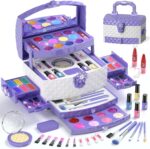 PERRYHOME Kids Makeup Set for Girl 56 Pcs Washable Real Cosmetic, Non-Toxic Frozen Toys Toddler Makeup Kit, Princess Dress up Christmas & Birthday Girl Gift for 3 4 5 6 7 8 9 10 11 12 Year Old Girls - Image 2