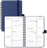 POPRUN 2026 Pocket Planner, (Small Size-4'' x 6.25'') - Daily Weekly and Monthly Calendar Agenda 2026 Appointment Book with Monthly Tabs, Spiral Soft Cover, Inner Pocket, 100 GSM - Navy Blue - Image 2