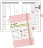 POPRUN Pocket Monthly Planner 2026-2027 (Pocket- 4''x 6.25'' Soft Leather Cover) - 18 Month Calendar Book for Purse (Jan.2026 - Jun. 2027), 100 GSM Thick Paper - Pink - Image 2