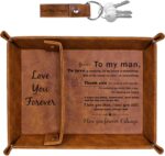 PU Leather Tray and Keychain, Unique Gifts for Him Boyfriend Men from Girlfriend, Gifts Ideas for Husband Anniversary from Wife, Christmas Xmas Gifts for Him Birthday - Image 2