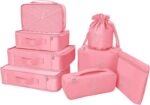 Packing Cubes 8 Sets Travel Luggage Organizers Include Waterproof Shoe Storage Bag Convenient Packing Pouches for Traveller (Peach pink) - Image 2