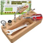 Panda Brothers Montessori Screwdriver Board Set - Wooden Montessori Toys for 4 Year Old Kids and Toddlers, Sensory Bin, Fine Motor Skills, STEM Toys - Image 2