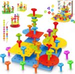 Peg Board Toy set 73Pcs DIY Building Stacking Toys for Kids 3-6 Years Old,STEM Educational Kids Toy for Brain Development,Montessori Sensory Toys,Upgrade Various Foam Board Plastic Lacing String Game - Image 2