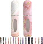 Perfume Travel Refillable Bottle– Portable Mini Sprayer,Empty Perfume Bottles with Unique Patterns,Refill Pump Case for Traveling and Outgoing,2 Pcs Pack of 5 ml(White and Pink) - Image 2