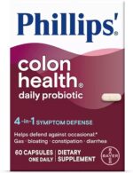 Phillips' Colon Health Daily Probiotic Capsules, 4-in-1 Symptom Defense to help defend against Occasional Gas, Bloating, Constipation, and Diarrhea, Daily Supplement, 60 Count - Image 2