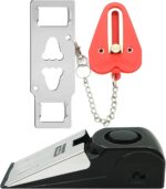 Portable Door Lock & Door Stop Alarm Set, Dual Protection Home Security Door Kit, Travel Hotel Lock Devices Pocket Self Defensey Tools for Traveling Hotel Home Apartment,Red - Image 2