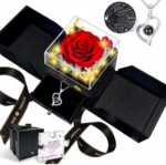 Preserved Real Rose-Eternal Flowers Rose Mothers Day for Mom Women Her Wife Girlfriend on Birthday Valentines with I Love You Necklace 100 Languages Romantic Gift - Image 2