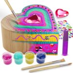 Pretty Me Paint Your Own Wooden Kids Heart Treasure Box Kit - Basket Stuffers - Art Kits for Toddler Girl - Arts and Craft Gifts for Ages 4-6 Year Old Girls - DIY Jewelry - Toys - Crafts Painting Gift - Image 2