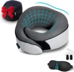 Proglobe Travel Neck Pillows for Airplanes, Sleeping Essentials for Long haul Flights, 360° Head Support, Car and Airplane Kit with 3D Contoured Eye Mask, Earplugs and Luxury Mesh Bag (Adult, Grey) - Image 2