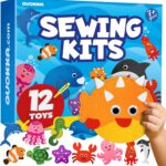 QUOKKA Kids Crafts Ages 4-8, DIY Beginner Needle and Thread Kit - 12 Sea Animals Sewing Kit Basic - Fun Arts Crafts for Kids Ages 6-8 Girls Boys - Plastic Needles, Scissors - 6+ Year Old Girl Gifts - Image 2