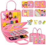 Qizfun Toddler Busy Board Montessori Toys – Sensory Busy Book, Educational Learning Travel Toy for Airplane & Car, Keeps Toddlers Engaged, Birthday Gifts for Toddler Girls - Image 2