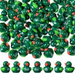 Realspring 50 Pcs Mental Health Awareness Duck Decor Mental Health Awareness Items Mini Resin Duck Figurine Miniature Animals Figurine Gifts for Family Coworkers Fundraiser(Green) - Image 2