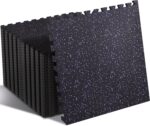 SUPERJARE 0.4'' Thick 24 Pcs 96 Sq Ft Rubber Top Exercise Equipment Mats, High Density EVA Foam Mats with Rubber Top, Interlocking Gym Flooring for Home Gym, Protective Workout Mat, Black/Purple - Image 2