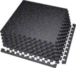 SUPERJARE 0.56'' Thick 6 Pcs 24 Sq Ft Rubber Top Exercise Equipment Mats, High Density EVA Foam Mats with Rubber Top, Interlocking Gym Flooring for Home Gym, Protective Workout Mat, Black/Purple - Image 2