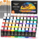 Shuttle Art Acrylic Paint, 50 Colors Acrylic Paint Set, 2oz/60ml Bottles, Rich Pigments, Water Proof, Premium for Artists, Beginners and Kids on Canvas Rocks Wood Ceramic Fabric - Image 2