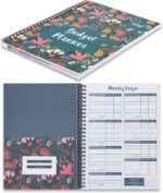 Soligt Budget Planner 2025-2026, Monthly Budget Book Bill Organizer with 12 Pockets, Undated Home Financial Money Expense Saving Debt Tracker Notebook, 1 Year, Blue Floral, Spiral Design - Image 2