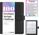 Sooez 100 Envelope Money Saving Challenge Book with 100 Pocket Pre-Numbered & Reusable Laminated Tracker, Money Saving Binder 100 Pocket Pre-Numbered,Money Book, Cool Christmas Gifts - Image 2