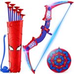 Spider Toys for Boys Age 3-4 4-6 6-8 8-12, Kids Toy BowArrow Shooting Set with Red & Blue LED Lights, Spider Quiver & Web Target, 8 Suction Cup Arrows, Toys Gifts for 3 4 5 6 7 8 9 10 12 Year Old Boys - Image 2